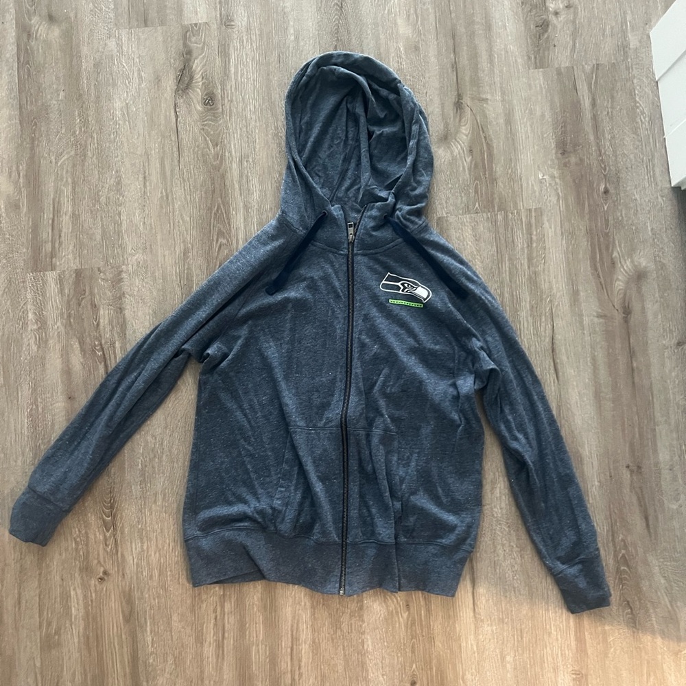 NFL Seattle Seahawks Blue Zip-Up Hoodie with Logo